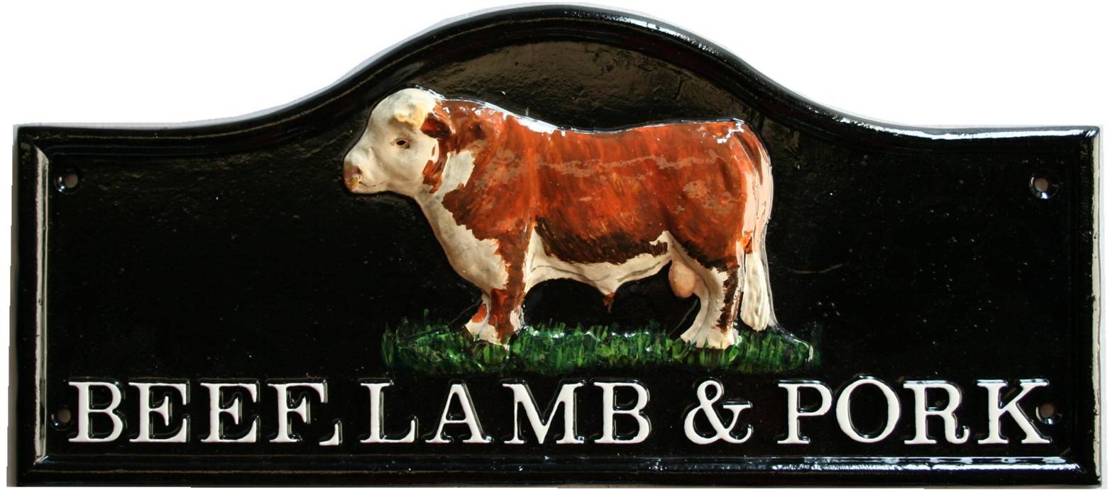 BEEF LAMB PORK / BULL HOUSE SIGN