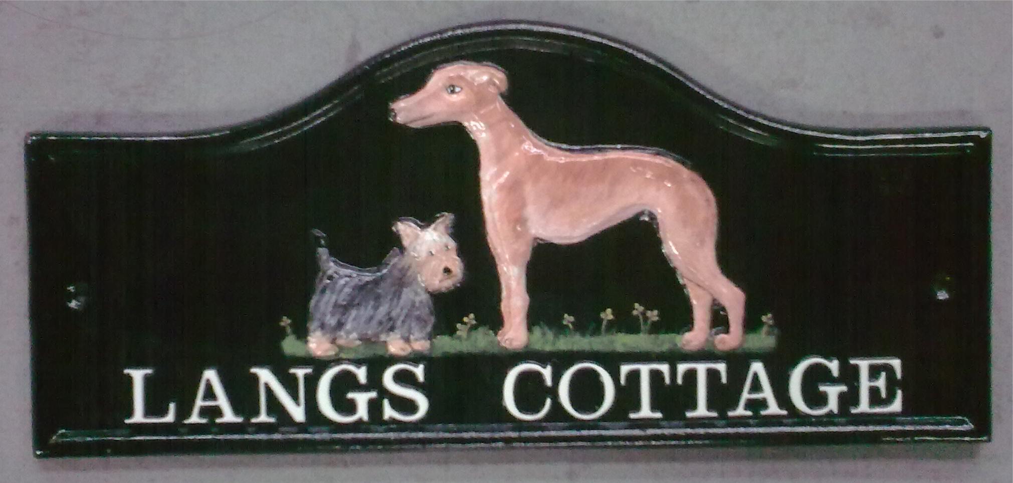 LANGS COTTAGE_GREYHOUND_TERRIER HOUSE SIGN