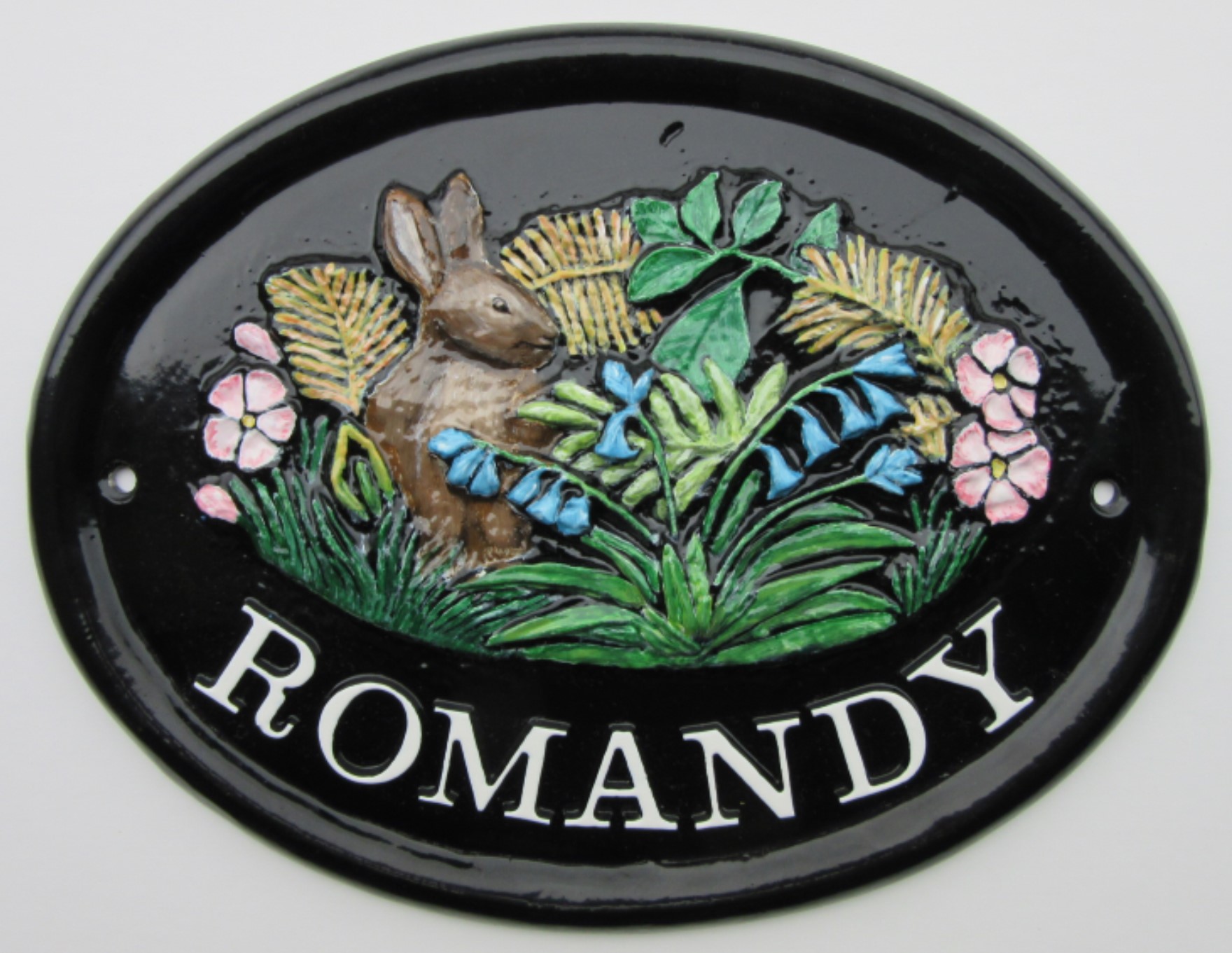 ROMANDY RABBIT IN SHRUBS HOUSE SIGN