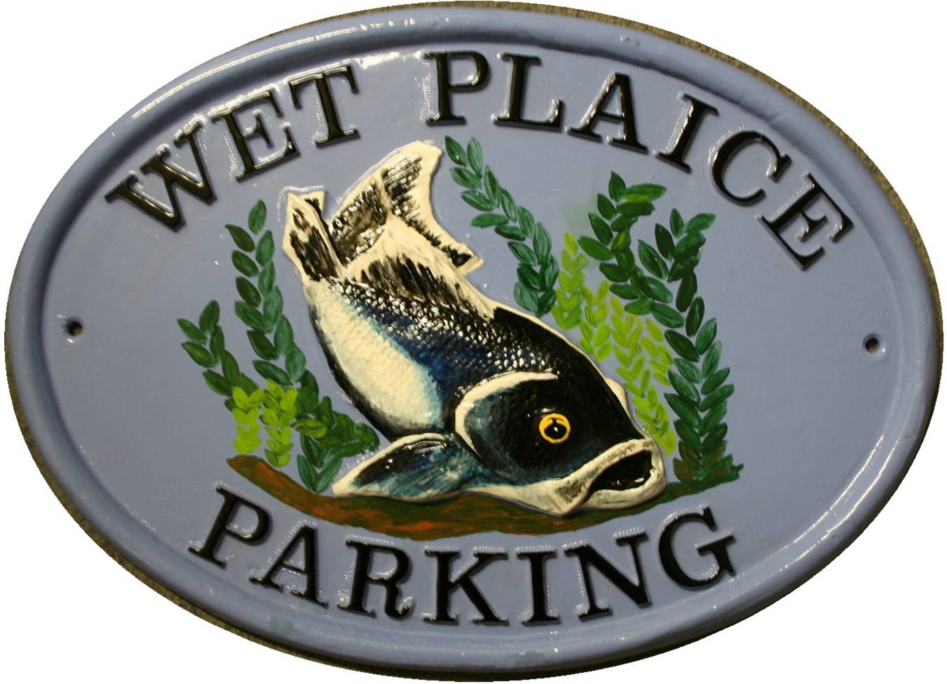 THE WET PLAICE PARKING SHOP SIGN